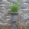 Garden Urn - Pedestal - Plant - Grey Metal - Tall