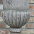 Garden Urn - Pedestal - Plant - Grey Metal - Tall