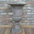 Garden Urn - Pedestal - Plant - Grey Metal - Tall