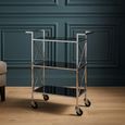 Hoffmann Bar Trolley - 3 Tier - Black Glass with Silver Metal