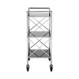 Hoffmann Bar Trolley - 3 Tier - Black Glass with Silver Metal