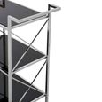 Hoffmann Bar Trolley - 3 Tier - Black Glass with Silver Metal