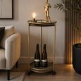 Round Trolley Drink Style Wood and Metal Brown thumbnail