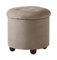 Giotto Italian Brown Walnut Fabric Round Pouffe thumbnail 2