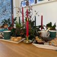 Set of 6 Festive Fir Ceramic Mugs Green and White Decor thumbnail 3