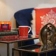 Set of 4 Midnight Ceramic 6 Mugs Blue and Red Decor thumbnail 3