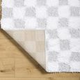 Urban Rug - Shaggy Modern Plush Pile - Light Grey Checkered - Sizes Available