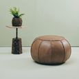 Buffalo Pouffe - Grey - Round - Leather
