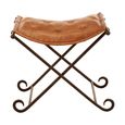 Buffalo Folding Stool - Brown - Leather with Iron