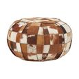 Buffalo Pouffe - Round - Leather Patchwork