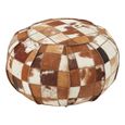Buffalo Pouffe - Round - Leather Patchwork