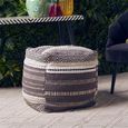 Cefena Pouffe - Square - Grey and White Fabric