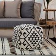 Cefena Pouffe - Square - White and Black Fabric