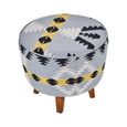 Cefena Footstool - Round - Blue Fabric
