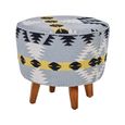 Cefena Footstool - Round - Blue Fabric
