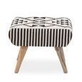 Cefena Footstool - White and Black Fabric - Berber Style