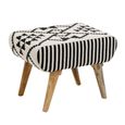 Cefena Footstool - White and Black Fabric - Berber Style
