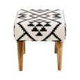 Cefena Footstool - White and Black Fabric - Berber Style