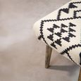 Cefena Footstool - White and Black Fabric - Berber Style