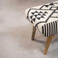 Cefena Footstool - White and Black Fabric - Berber Style