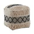 Cefena Pouffe - Black and White Fabric - Square - Shaggy