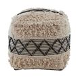 Cefena Pouffe - Black and White Fabric - Square - Shaggy