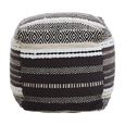 Cefena Pouffe - Square - Grey and White Fabric
