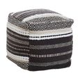 Cefena Pouffe - Square - Grey and White Fabric