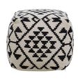 Cefena Pouffe - Square - White and Black Fabric