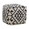 Cefena Pouffe - Square - White and Black Fabric