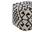 Cefena Pouffe - Square - White and Black Fabric