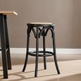Corso Stool - Round - Black Birchwood and Natural Rattan