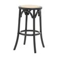 Corso Stool - Round - Black Birchwood and Natural Rattan