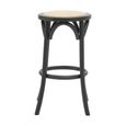 Corso Stool - Round - Black Birchwood and Natural Rattan