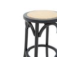 Corso Stool - Round - Black Birchwood and Natural Rattan