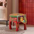 Delhi Elephant Painted Stool - Set of 2 - Multi Coloured - Mango Wood