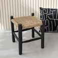 Stool - Set of 2 - Square - Natural and Black - Seagrass and Teak Wood