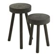 Paulownia Stool - Set of 2 - Round - Black - Wood