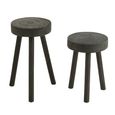Paulownia Stool - Set of 2 - Round - Black - Wood