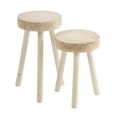 Paulownia Stool - Set of 2 - Round - White - Wood