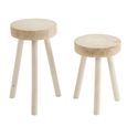 Paulownia Stool - Set of 2 - Round - White - Wood