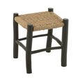 Stool - Set of 2 - Square - Natural and Black - Seagrass and Teak Wood