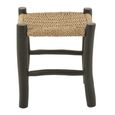 Stool - Set of 2 - Square - Natural and Black - Seagrass and Teak Wood