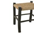 Stool - Set of 2 - Square - Natural and Black - Seagrass and Teak Wood