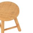 Stool - Set of 4 - Round  - Natural - Cane and Fir Wood