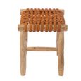 Stool - Square - Orange - Teak Wood