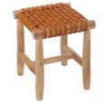 Stool - Square - Orange - Teak Wood