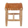 Stool - Square - Orange - Teak Wood