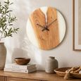 Modern Wall Clock - Round - Natural and White - Acacia Wood