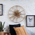Roman Numerals Gears Wall Clock - Round - Gold - Metal